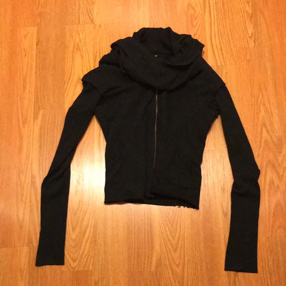 Improvd Black Sweatshirt with Zips & attached Scarf Sz. XS in VGUC!